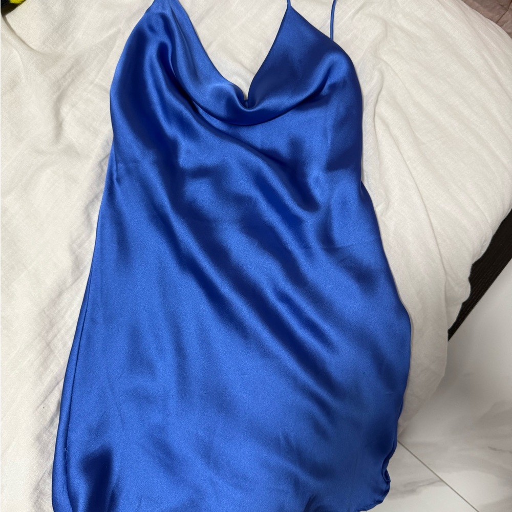 Zara Royal Blue Satin Mini Slip Dress
